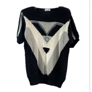 Vintage Cindrela Glitter Face Graphic Angora Lambswool Sweater Sz M